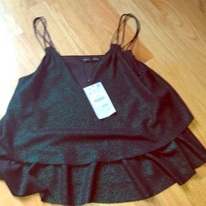 Zara Top (green sparkles) size M